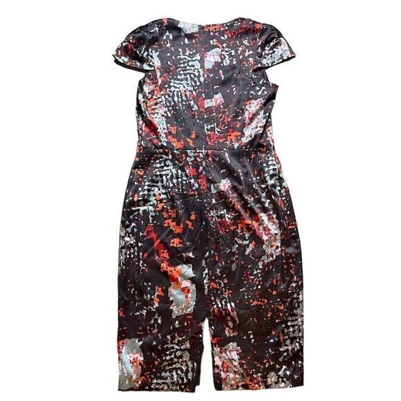 David Meister Brown/Rust Silk Abstract Knee Length Pencil Dress US Size 6 - Picture 3 of 6